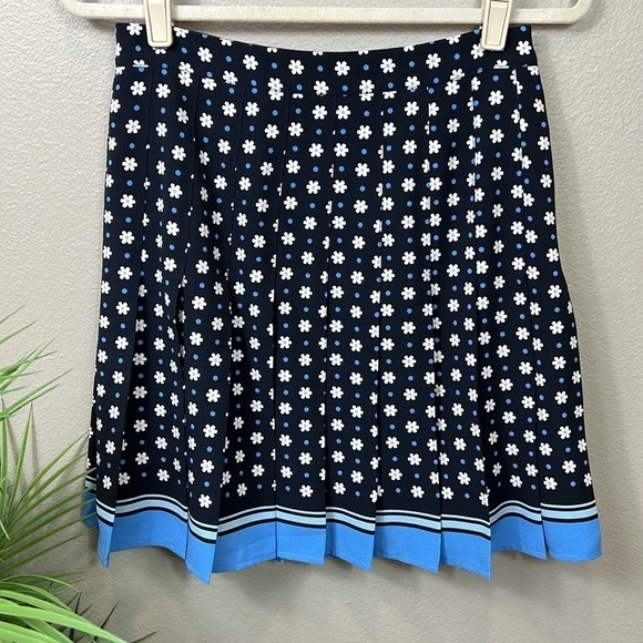 1901 Pleated Floral Skirt 4 Black Blue - Picture 2 of 6